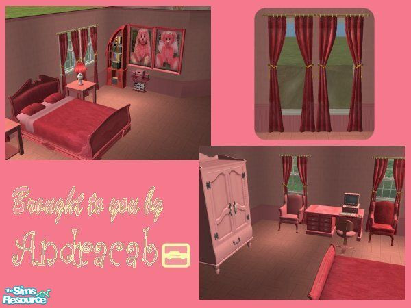 Sims 2 — Deeply Pink & Fluffy Curtains by Andracab — These are the curtains from the set.