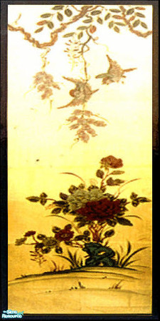 Sims 2 — Golden walls 2 - wall number 2 by kibanahnah — From a set of 4 oriental wallpapers.They are flowless, which