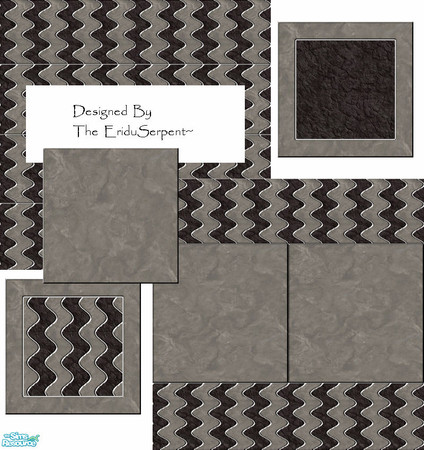 Sims 2 — Wave Stone Wall & Floor Set by eriduserpent — Ummm...I got bored of doing normal stuff so I had a go at
