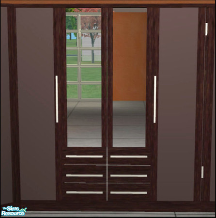 Sims 2 — Naturals Bedroom Ebony -Largewardrobe-brown by Elize-37sims — Brown door panels