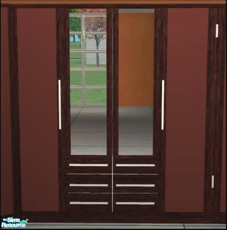 Sims 2 — Naturals Bedroom Ebony - Largewardrobe-burgundy by Elize-37sims — Burgundy door panels