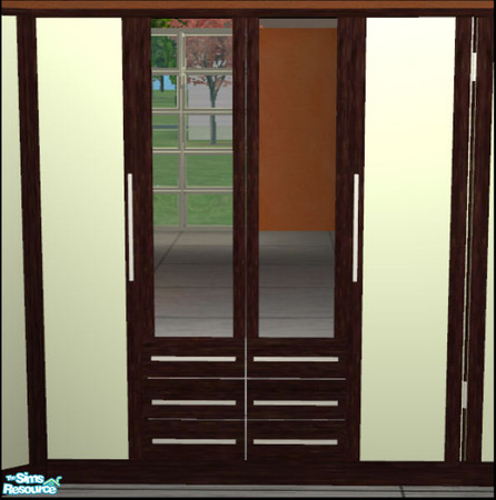 Sims 2 — Naturals Bedroom Ebony - Largewardrobe-green by Elize-37sims — Green door panels