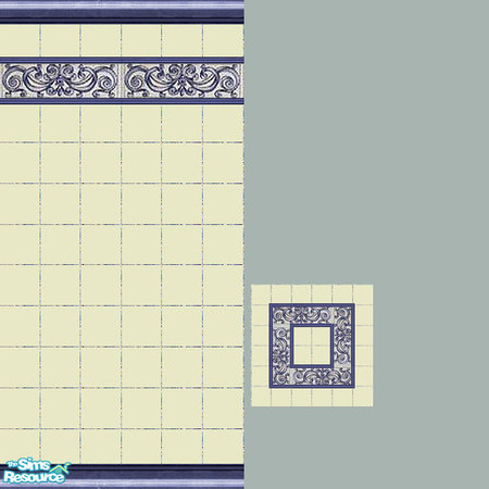 Sims 2 — Blue Swirl Tile Set by Halfcreek — created by Halfcreek