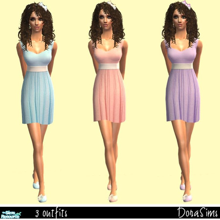 Sims 2 — Request  by _R_i_C_H_ — My first request! It has 3 outfits in soft colors. Requires mesh by Lianaa, no EP