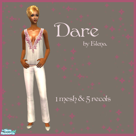 Sims 2 — Dare by Elena. — 1 new mesh and 5 recols. Sim by courtesy of Panschi @ Zenobias Sims