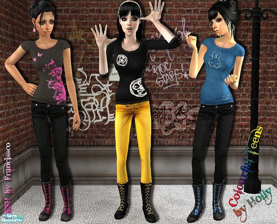 Sims 2 — Colourfull Teens by *Holly — 3 outfit for teen female. 