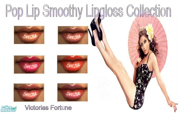 Sims 2 — VF Pop Lip Smoothy Collection by fortunecookie1 — Here are 6 new soft and smooth lip colors. Inspired by the Pop