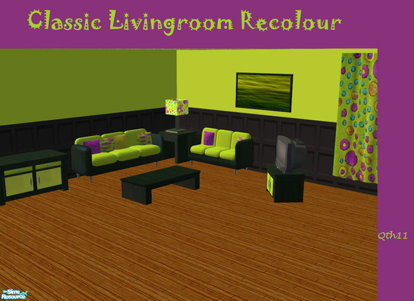 Sims 2 — Classic Livingroom Recolour by qth11 — Black and green recolour of my Classic Livingroom set. A modern look for