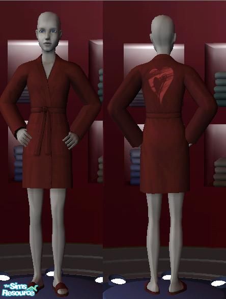 Sim Resource Robe The Sims Resource | Teen Red Robe with Heart on back