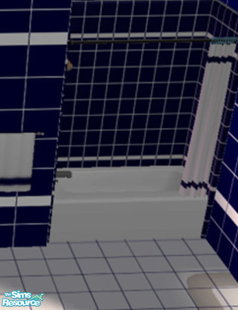 Sims 2 — Navy Bathroom Bathtub by phisor — Navy blue tile tub stall with contrasting shower curtain. Part of the Navy