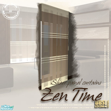 Sims 2 — Zen Time Livingroom, Sheer panel curtain by BetterbeSim — Zen-like serenity for your Sim's home. A mix of modern