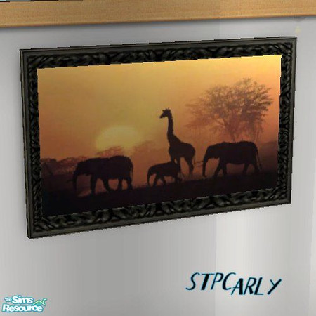 Sims 2 — Safari Seating Art 3-tiled by STP Carly — Kenyan prints give a safari touch.