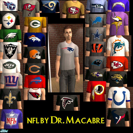 Sims 2 — NFL Football shirt set by Dr. Macabre — I dedicate this set to my mom, who was the biggest football I have ever
