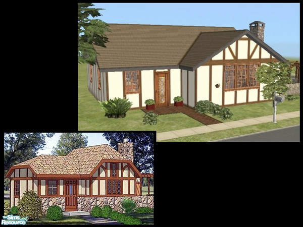 Sims 2 — Nanoc Architects - Plan T (1 bedroom, 1 bath) by m.jacquart — This tudor style storybook cottage features an