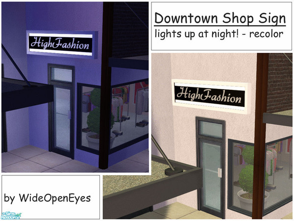 The Sims Resource | Downtown Shop Sign 2 - Fashion