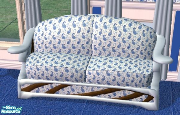 Sims 2 — Blue Paisley Baroccoco,REV.2 by covermejoey — This is an UPDATE,please delete original LOVE SEAT and replace