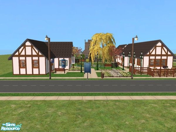 Sims 2 — The Village Green by Shakeshaft — This is a quaint Village Green, come and do your shopping in this idyllic