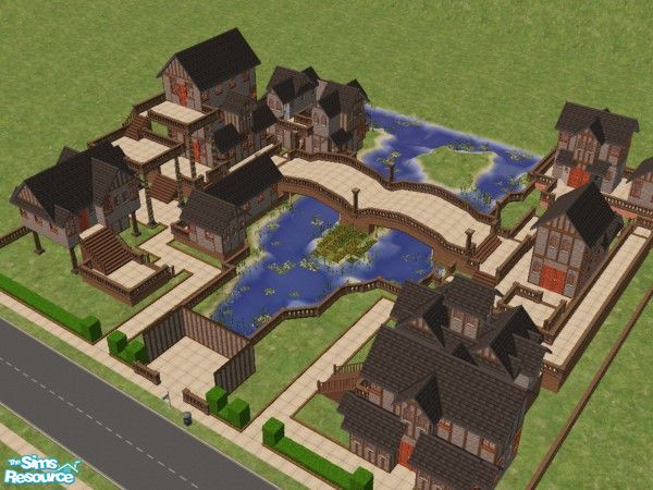 Sims 2 — -=O=- Tudor Village by 0wly — Probably my biggest piece I've done since joining TSR. It started as a Residental