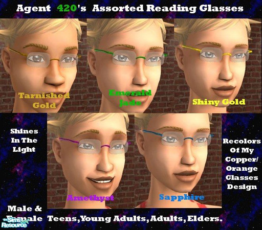 Sims 2 — Asst. Wealthy Persons Reading Glasses by Agent420 — These glasses are expensive, made from the best material.