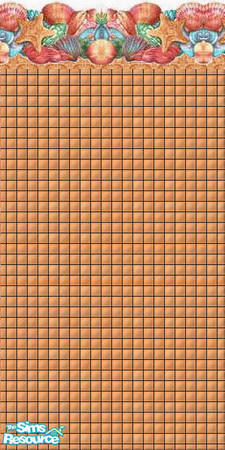 Sims 2 — Peach Desire bathroom wall by ead425 — shells on dark peach