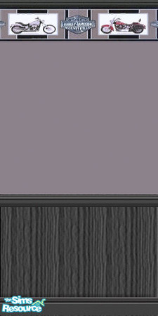 Sims 2 — Harley Davidson Wall 03 by TSR Archive — Harley Davidson boarder on greyish paper that leans a bit towards a