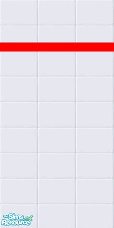 Sims 2 — White Tile Wall with bright red stripe by swmeek — This is the maxis tile wall that i have recolored to match