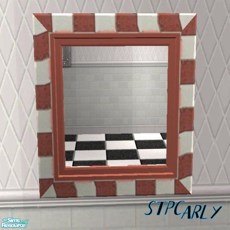 Sims 2 — Rouge Basic Bath Mirror by STP Carly — Basic bath in rouge for those tight-cornered homes.