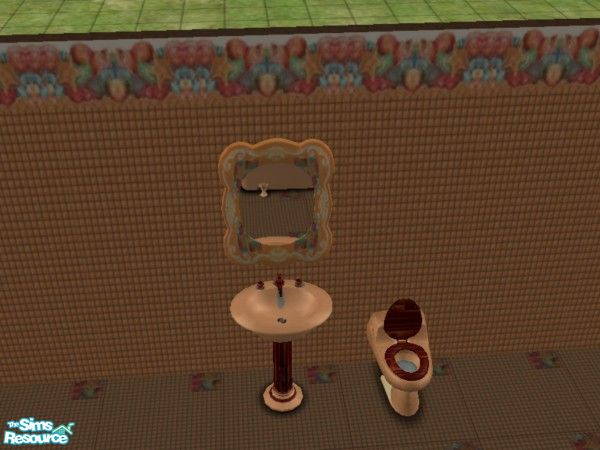 Sims 2 — Peach Desire Bathroom mirror by ead425 — 10 items, 1wall,1 floor: combo tub, shower,hot tub sink, toilet,