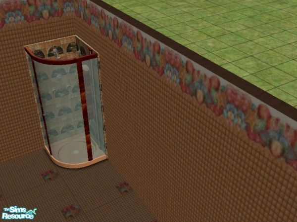 Sims 2 — Peach Desire Bathroom shower by ead425 — 10 items, 1wall,1 floor: combo tub, shower,hot tub sink, toilet,