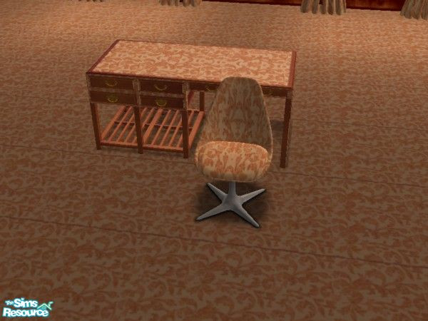 Sims 2 — Peach Desire Living Room desk chair by ead425 — 13 items, wall and floor part of bedroom: bookcase, coffee