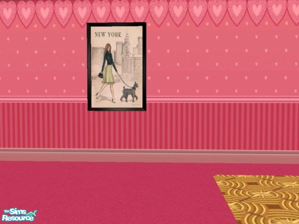 Sims 2 — Hot Tropic Fashion Cafe New York Paintin by c_literati — Recolor of "Lady on Red". TSRAA.