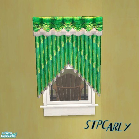 Sims 2 — Summer Living Curtains Green by STP Carly — Bring the summer indoors with these fun colored furnishings.