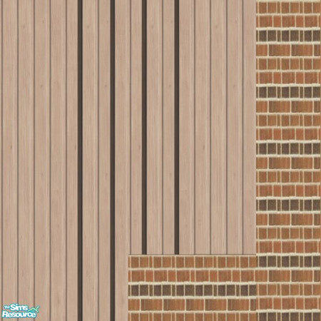 Sims 2 — Wood & Brick by Chillyzgrrl — Stained wood paneling with brick accents. 