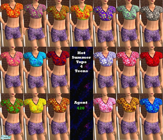 Sims 2 — Hot Summer Bubble Tops 4 Teenz by Agent420 — Your teen babes will love these HOT summer bubble top belly shirts.