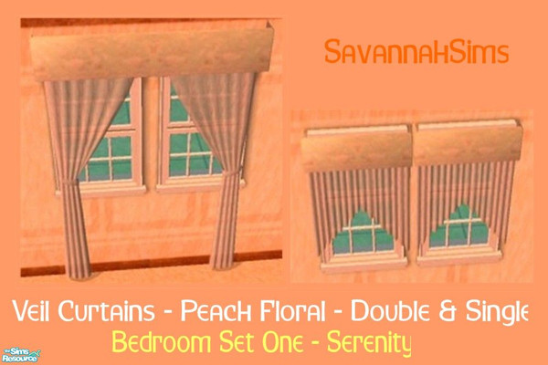 Sims 2 — Veil Curtains (Double & Single) - Peach by oldmember_SavannahSims — Enjoy a sense of calm with the Serenity