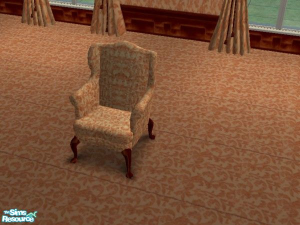 Sims 2 — Peach Desire Bedroom chair by ead425 — 13 items, 1 wall,1 floor: 3 panel painting, bed, bookcase, coffee table,