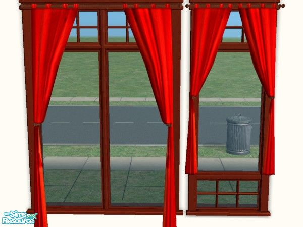 Sims 2 — Red Hot Red Curtains by NightRowan — An extremely red starter set for you poor sims. TSRAA Submission