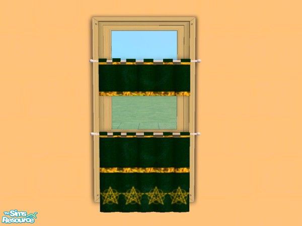 Sims 2 — Pentacle Curtains by NightRowan — Put a little magic into your pagan sims' kitchen.