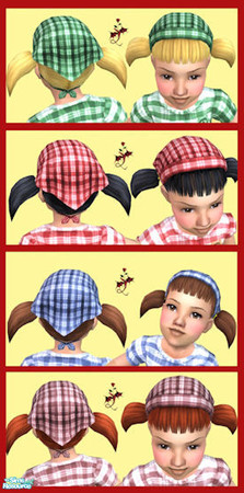 Sims 2 — Gingham head square by cariadbach — Matches the Summer gingham outfit. Four hair colours and scarves available
