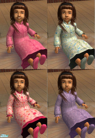 Sims 2 — Toddler Nightgown Set by scatterjoy — A set of four nightgowns for toddlers. Mesh by Cocomama required.
