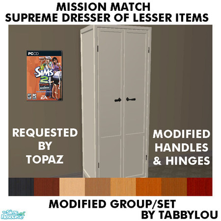 Sims 2 — TL - MM Supreme Dresser Of Lesser Items No Deco Set by TabbyLou — Recolor of Supreme Dresser of Lesser Items