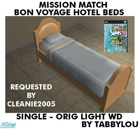 Sims 2 — TL - BV HOH BedsOrigLightWd Single by TabbyLou — The Ergonomizer (Single Bed Frame) Recolor of the BonVoyage