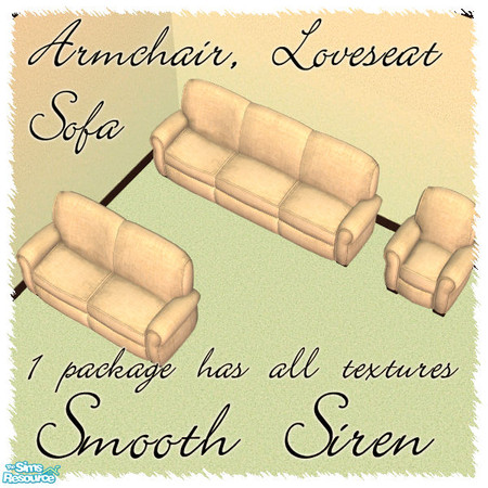Sims 2 — Smooth Siren Armchair, Loveseat, Sofa by sww — hope you like this set :) 1 package works for all 3 objects