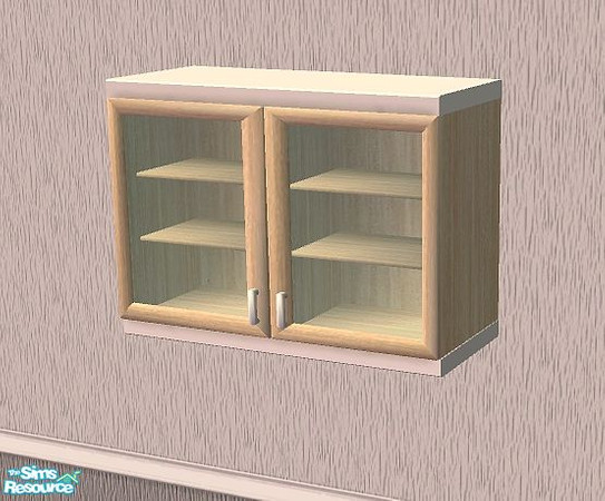 Sims 2 — Upper Cabinet, glass - MESH by Bitzybus — *MESH file* Upper cabinet with glass doors. Matches all the value