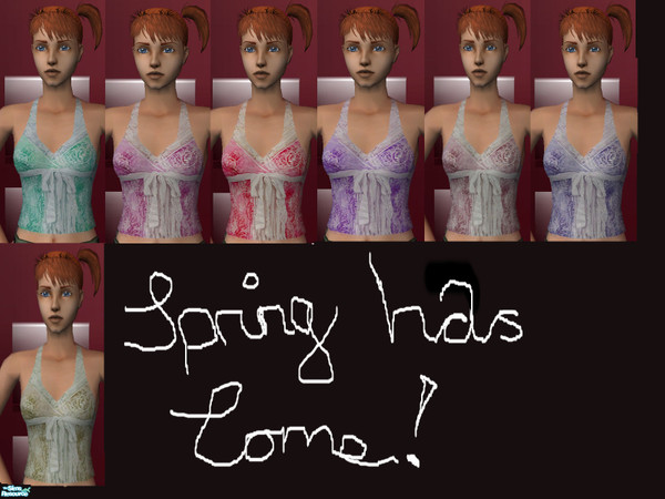 Sims 2 — Lacey Spring Tops by kittymobile — a collection of seven pretty halter tops for young adults, perfect for the