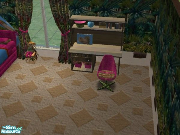 Sims 2 — Madagascar Gloria desk chair by ead425 — Thanks to Dreamworks: 13 items: bookcase,curtains, desk, doll in chair,