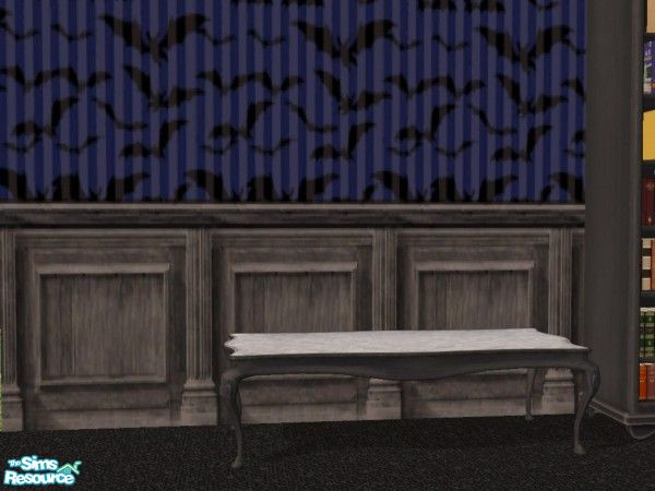Sims 2 — Batty for Nightlife Queen Anne Coffee Ta by c_literati — Lovely antique coffee table in ebony wood and pale blue