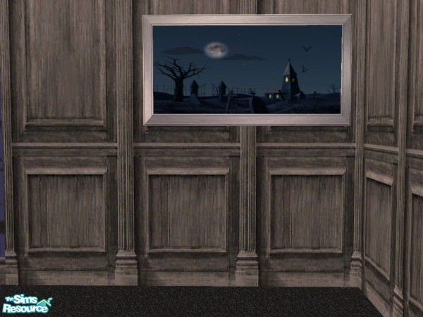 Sims 2 — Batty for Nightlife Painting Night Cemet by c_literati — A cemetary. At night. Recolor of "Poisonous