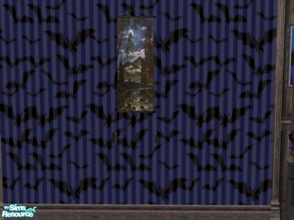 Sims 2 — Batty for Nightlife Painting Small Tapes by c_literati — Small tapestry of a night mountain scene. Recolor of