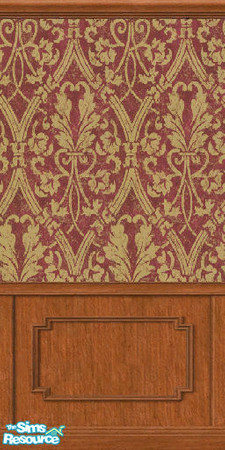 Sims 2 — Crimson and Gold Scroll by Shakeshaft — A luxury paper to add a touch of elegance to your sims home.